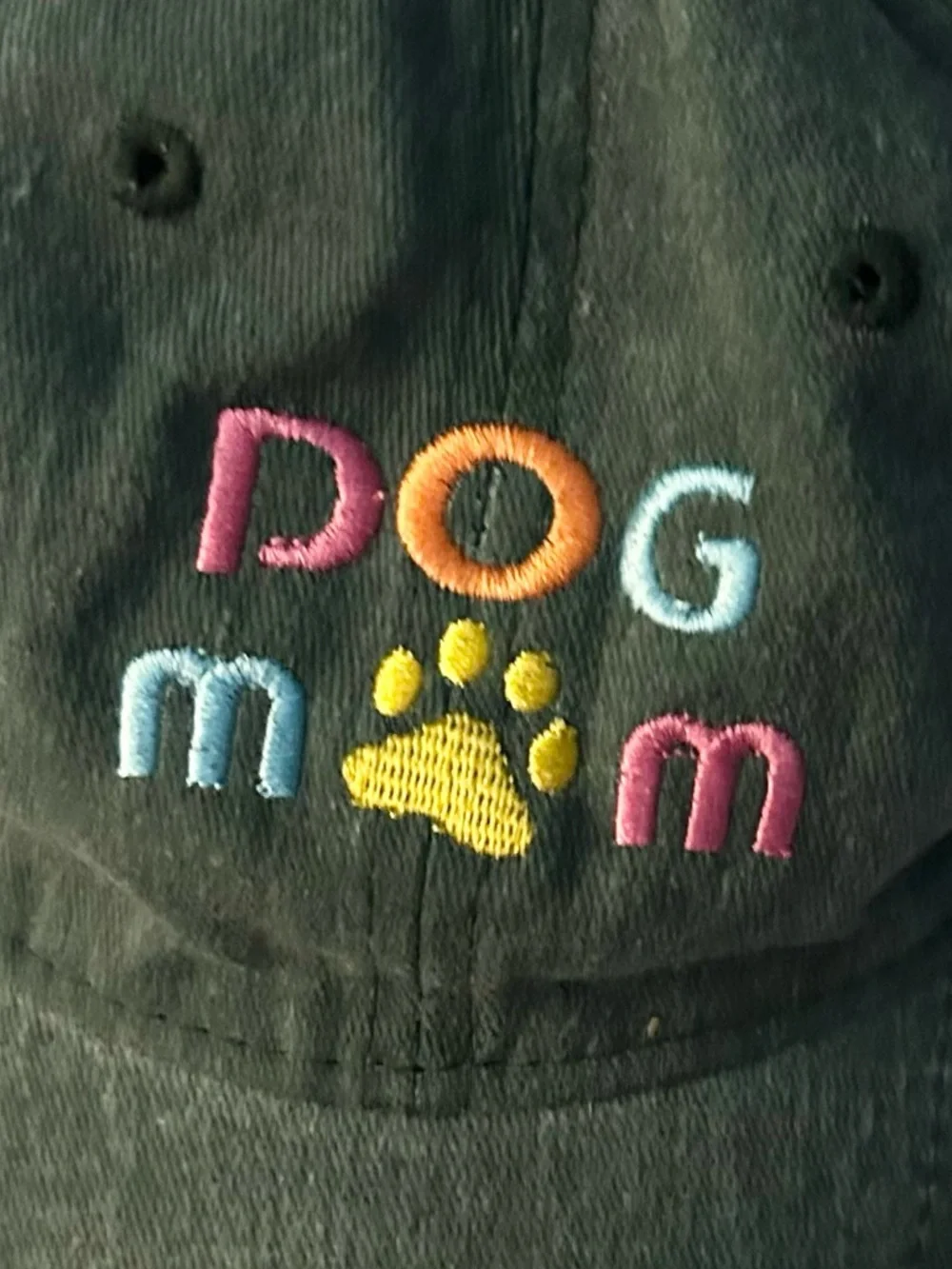 Dog Mom Embroidered Baseball Cap - Green NWOT